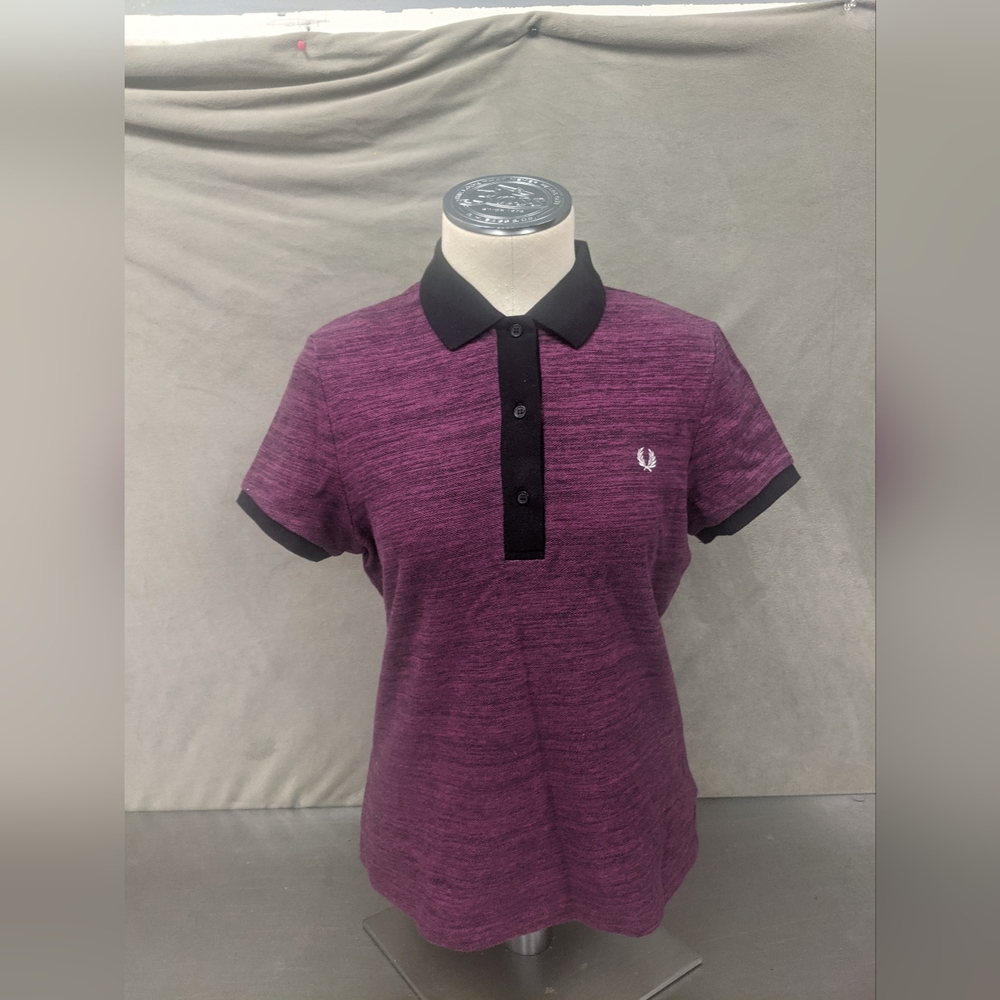 Fred Perry Women's Heather Plum Polo with Black Trim